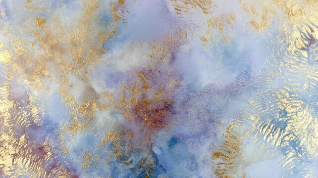 Abstract fluid painting with gold highlights. AI image