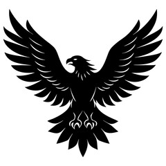 Fototapeta premium Black silhouette of an eagle with wings spread wide