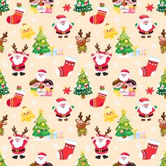 Kawaii Christmas pattern set