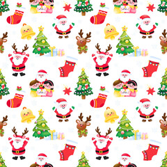 Kawaii Christmas pattern set
