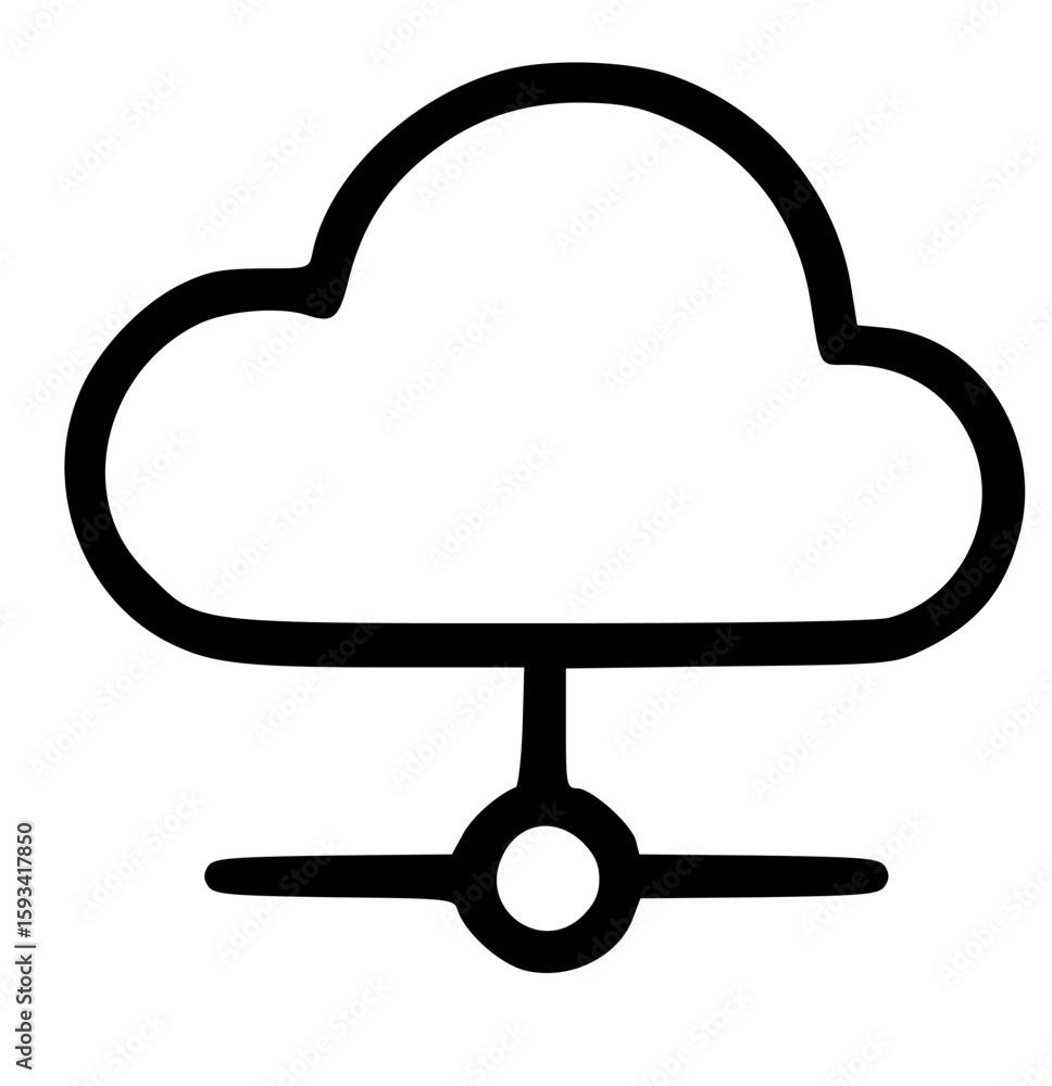 Aufkleber a simple line drawing of a cloud connected to a horizontal line with a circle in the middle.