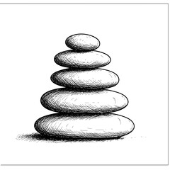 Pebble stack in monochrome illustration representing balance and harmony  