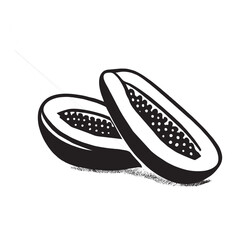 silhouette image of papaya fruit with transparent background