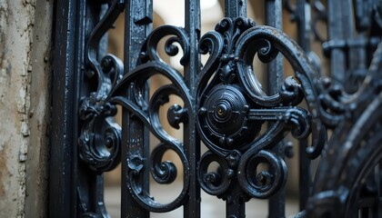 Close-Up of Ornate Metalwork – Gothic Gate