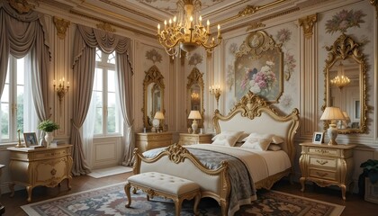 Rococo-Inspired Ornate Interior Gold Accents