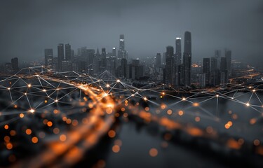 processing data via a network of connections across a cityscape