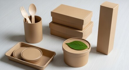 Eco friendly disposable packaging for food and cutlery made from cardboard
