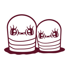 2 Worm Couple Love Friends Cute Team Ground Hole