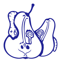 Worm Sliced Pear Dead Fruit Killed Cut Died