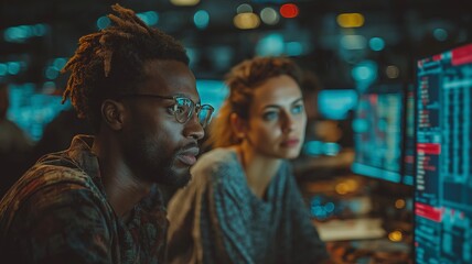 financial data processing in an office setting for a variety of businesspeople