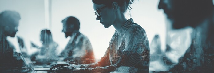 financial data processing in an office setting for a variety of businesspeople