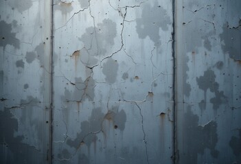 Distressed metallic wall surface showcases signs of aging and weathering