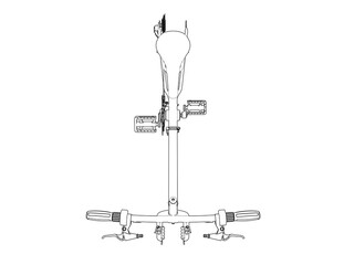 Outline Illustration of Bicycle Components: Simple Monochrome Line Art depicting a Bike Schematic, perfect for Engineering, Industrial Design, CAD Drawings and Product Concepts on White.