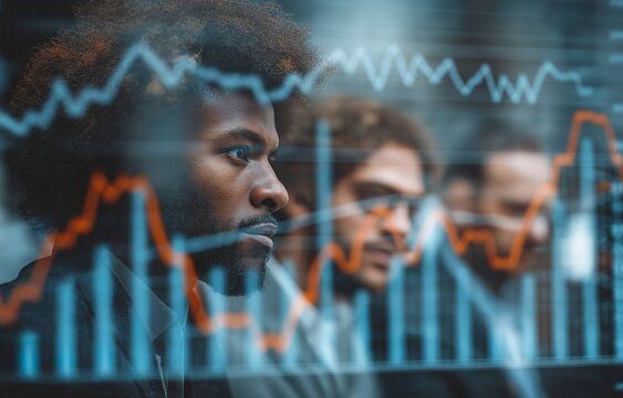 financial data processing in an office setting for a variety of businesspeople