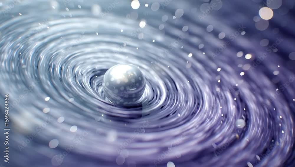 Poster abstract background with spiral lines and water droplets, creating an atmosphere of calmness and ser