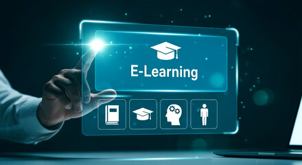 Fototapeta premium Interactive E-Learning Platform Interface Displayed on a Sleek, Modern Device