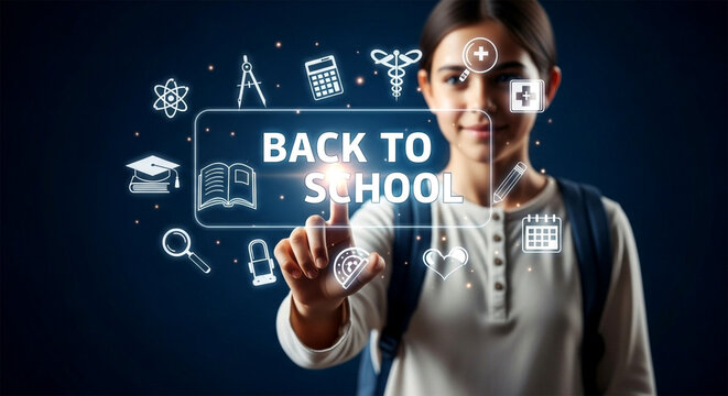 Modern Student Navigating Back to School Using a Digital Interface