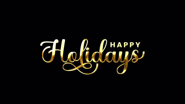 Happy Holidays Beautiful Lettering Animated text in gold color. Perfect for holiday greeting cards, social media posts, and festive designs