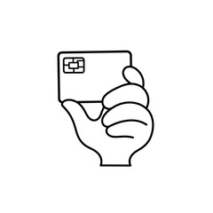 credit card payment illustration. hand holding payment card illustration. pay icon. cartoon illustration of paying with payment card