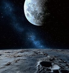 Lunar Surface under the Stars – Realistic Moon Landscape