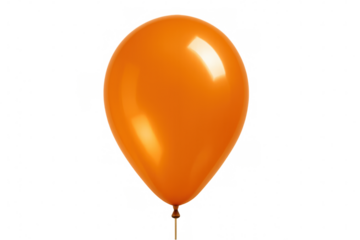 Vibrant orange balloon hovering near transparent backdrop, ideal for festive graphic design needs