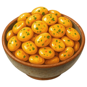Seasoned Lupin Beans in a Small Bowl with Vibrant Colors and Fresh Herbs