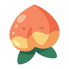 Flat Vector Illustration of a Peach Fruit