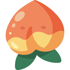 Flat Vector Illustration of a Peach Fruit