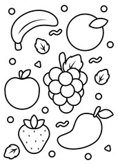 Colorful fruit coloring pages. Children's activity