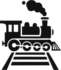 Steam Train Silhouette: A classic black silhouette of a vintage steam train, puffing out smoke as it travels along a railway track, evoking a sense of nostalgia and adventure.