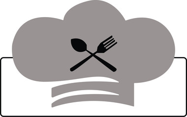 Vector illustration of a chef's hat and fork spoon