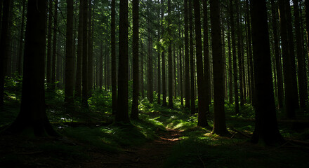 Obraz premium green forest in the morning