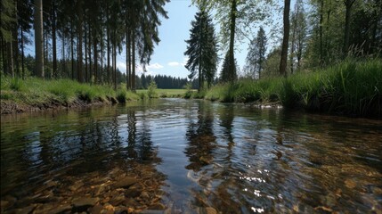 Obraz premium Clear stream through a forest