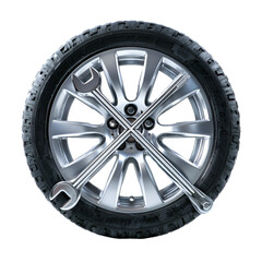 Obraz premium Car wheel repair tire service auto maintenance