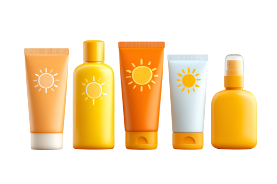 Sun Care Product Line Sunscreen Bottles Tubes