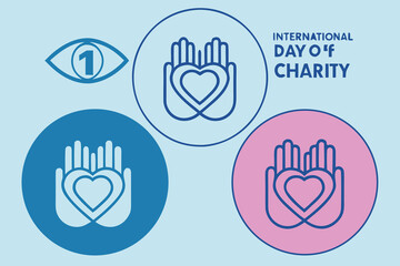 Obraz premium International Day of Charity Graphic with Hands Heart and Eye