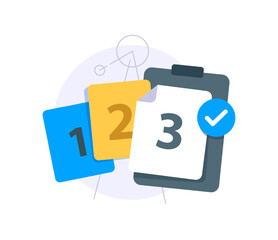 multiple sheets with clipboard, representing easy document or file requirements. for paperwork, administrative processes, checklists