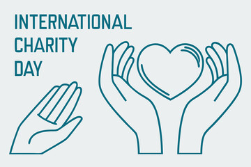 Fototapeta premium Teal Hands Holding Heart with International Charity Day Text