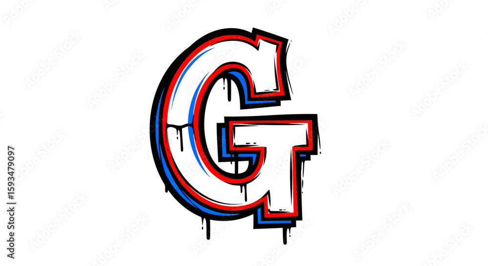 Poster vector graffiti style letter g and t vector design for logo template and custom typography and stree