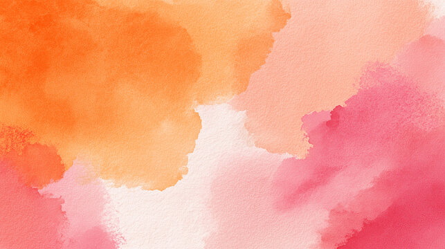 Fototapeta 赤やオレンジのあたたかみある色彩がにじむ水彩風の抽象背景。優しさと柔らかさを表現したデザインに活用できる素材。 