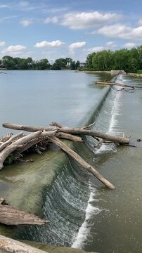 dam on the river in summer