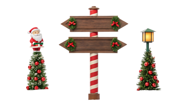 Vintage Christmas Directional Signpost Collection with Festive Holiday Design Isolated on White Background for Seasonal Decoration and Seasonal Navigation

 - Powered by Adobe