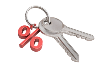 Red Percentage Sign on Silver Keys