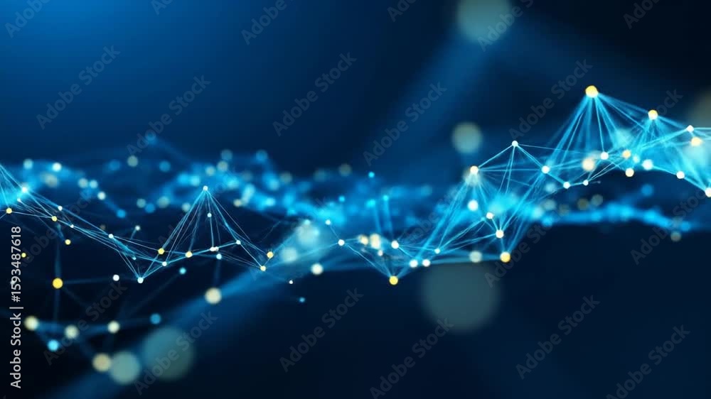 Poster abstract digital network background with glowing blue lines and points
