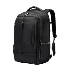Fototapeta premium Modern Black Laptop Backpack with Multiple Compartments – Isolated on Transparent Background