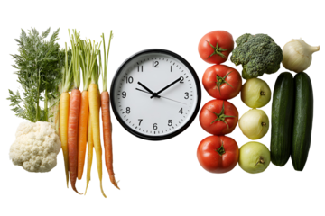 Fresh Vegetables Clock Healthy Eating Time,