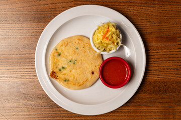 Salvadoran flat bread with salsa