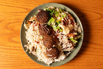 Falafel with rice and salad