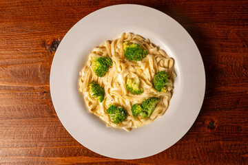 Fettuccine Alfredo with broccoli