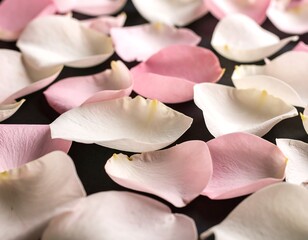 Delicate rose petals on black